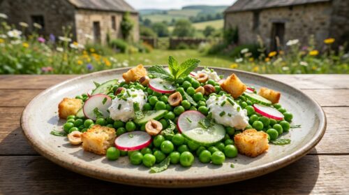 Cette salade croustillante de pois verts exprime la fraîcheur du terroir français