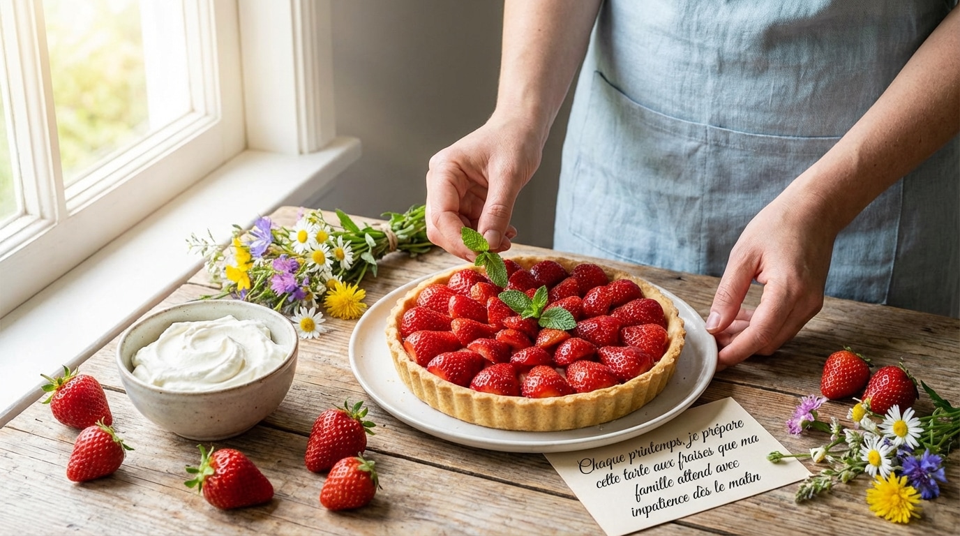 Chaque printemps, je prépare cette tarte aux fraises que ma famille attend avec impatience dès le matin