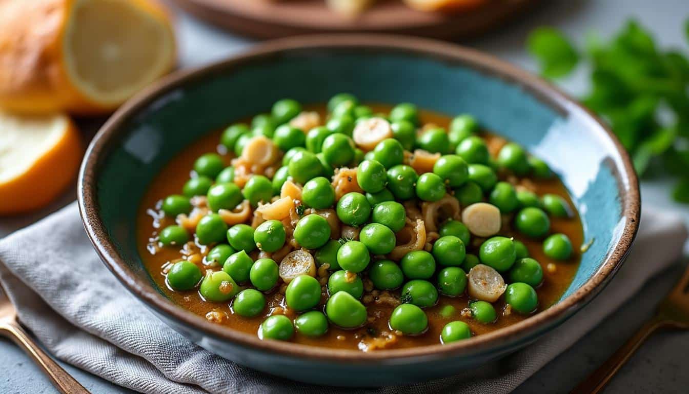 Délicieusement parfumé et tendre ragoût de petits pois à savourer en mars