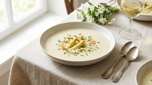 Cette recette originale d’asperges au lait d’amande change la soupe traditionnelle