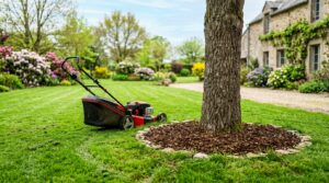Le piège courant en tondant la pelouse qui met vos arbres en péril