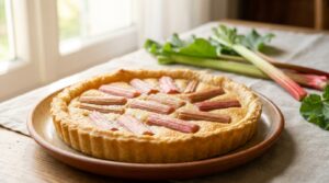 Moelleuse, acidulée, lumineuse : la tarte à la rhubarbe qui éveille les pauses sucrées d’avril
