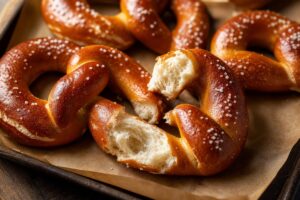 Bretzels maison dorés avec gros sel