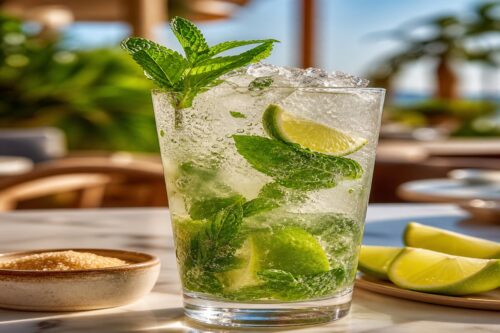 Mojito maison avec menthe fraîche, citron vert, glace pilée et eau gazeuse