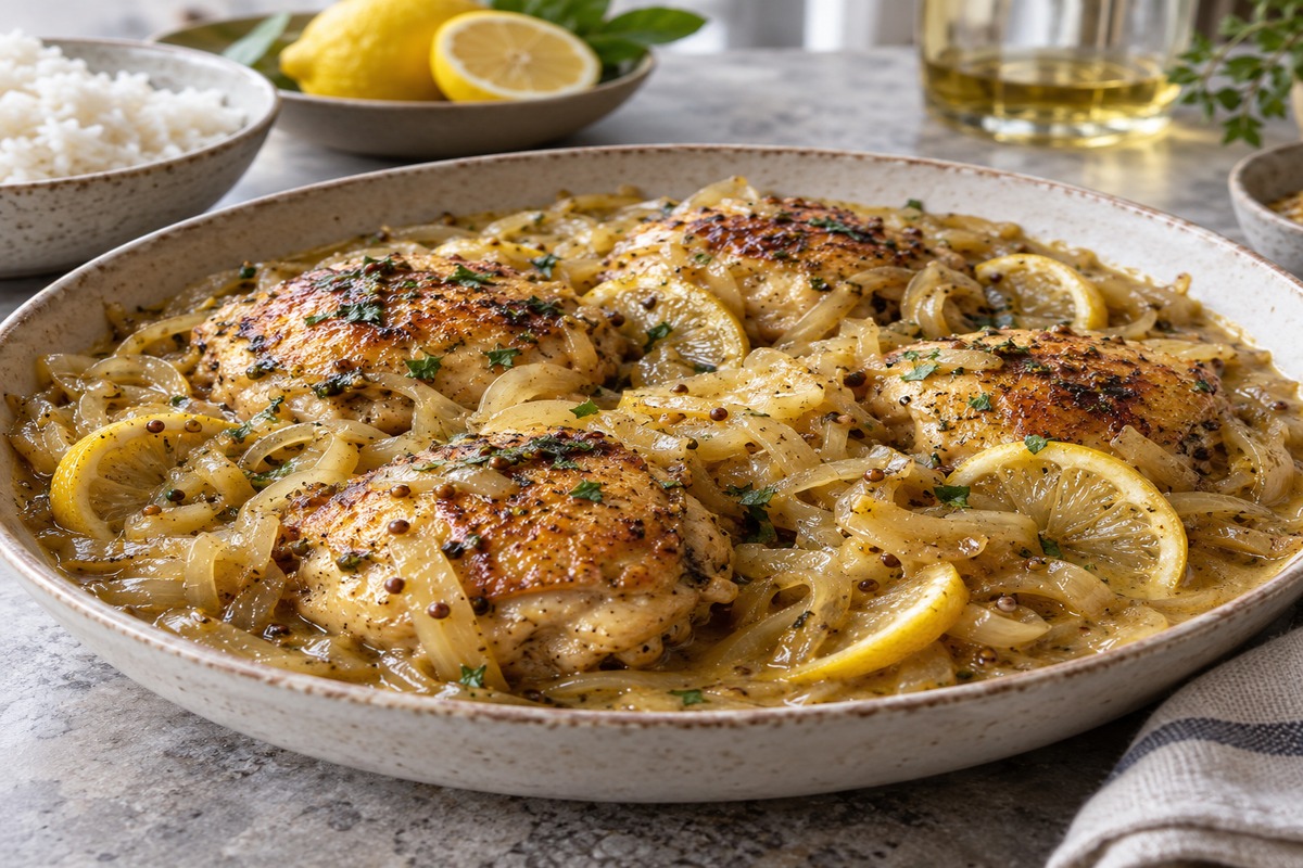 Illustration de Le poulet yassa gagne à mariner longtemps mais à cuire les oignons doucement